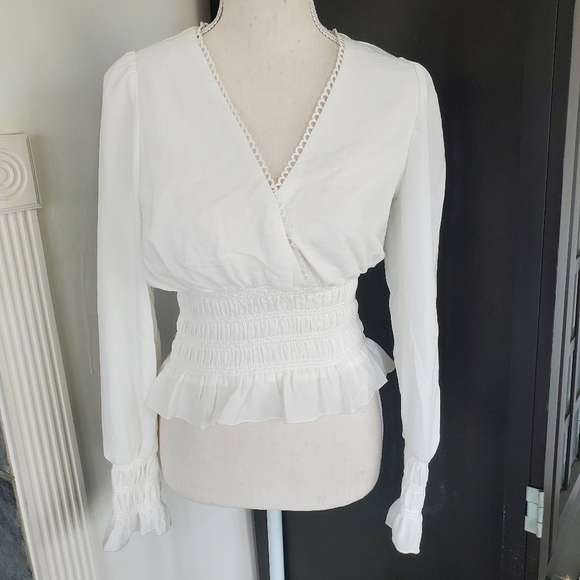 Wayf Smocked Delancy V-Neck Top - Picture 4 of 11